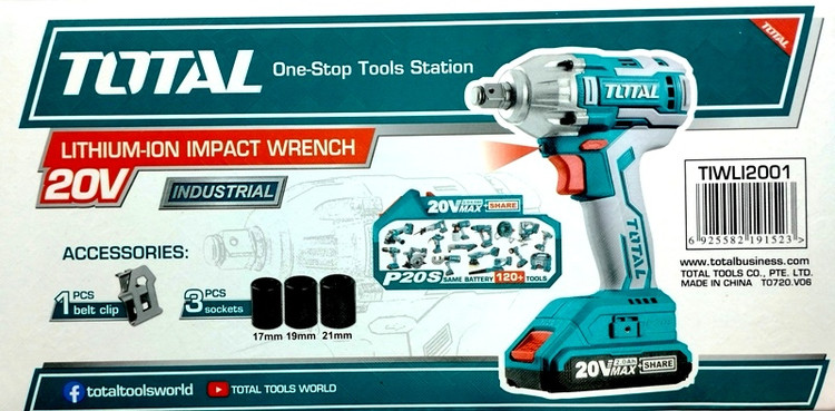 آچار بکس شارژی مدل 20V TIWLI2001 برند توتال TOTAL