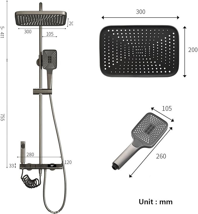 دوش حمام پیانویی هوشمند نمایشگردار دیجیتال - برند هایشنگ - اصلی