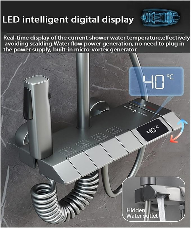 دوش حمام پیانویی هوشمند نمایشگردار دیجیتال - برند هایشنگ - اصلی