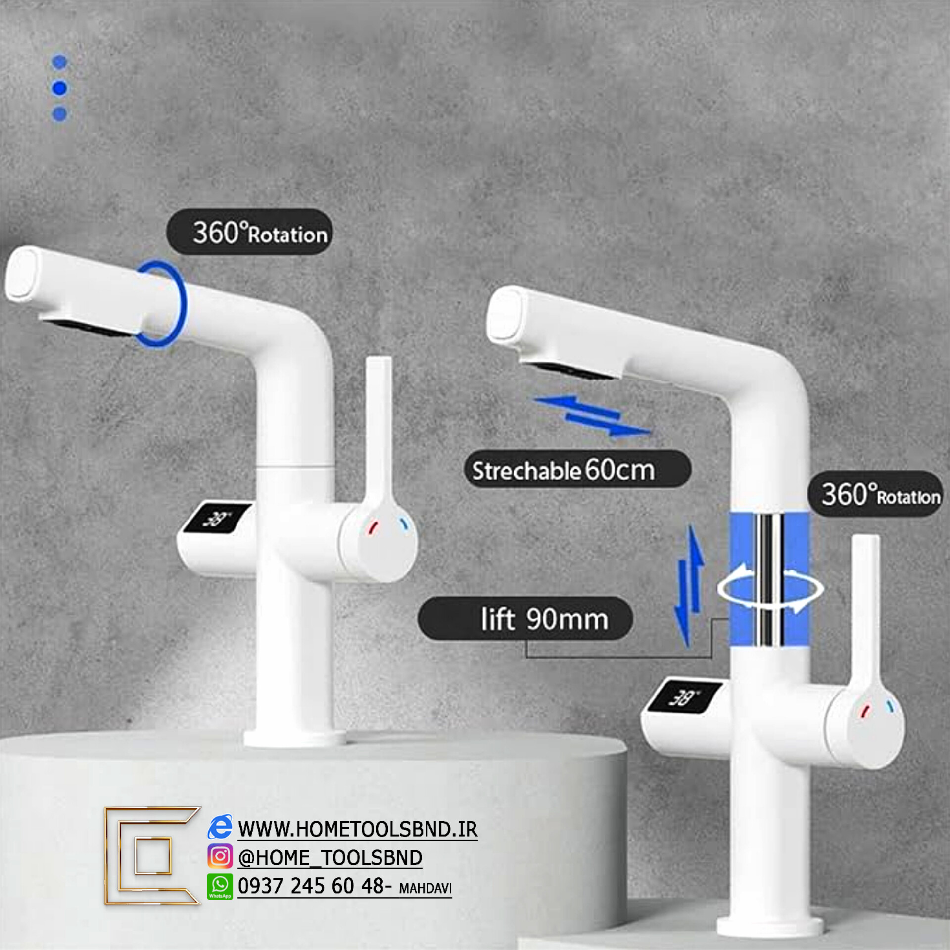 سینک ظرفشویی پیانویی 7 کلیده گرید A sus304 + شیر روشویی نمایشگردار شاوری دوحالته+ دوش حمام پیانویی نمایشگردار فول آپشن+سرشیر 360 درجه