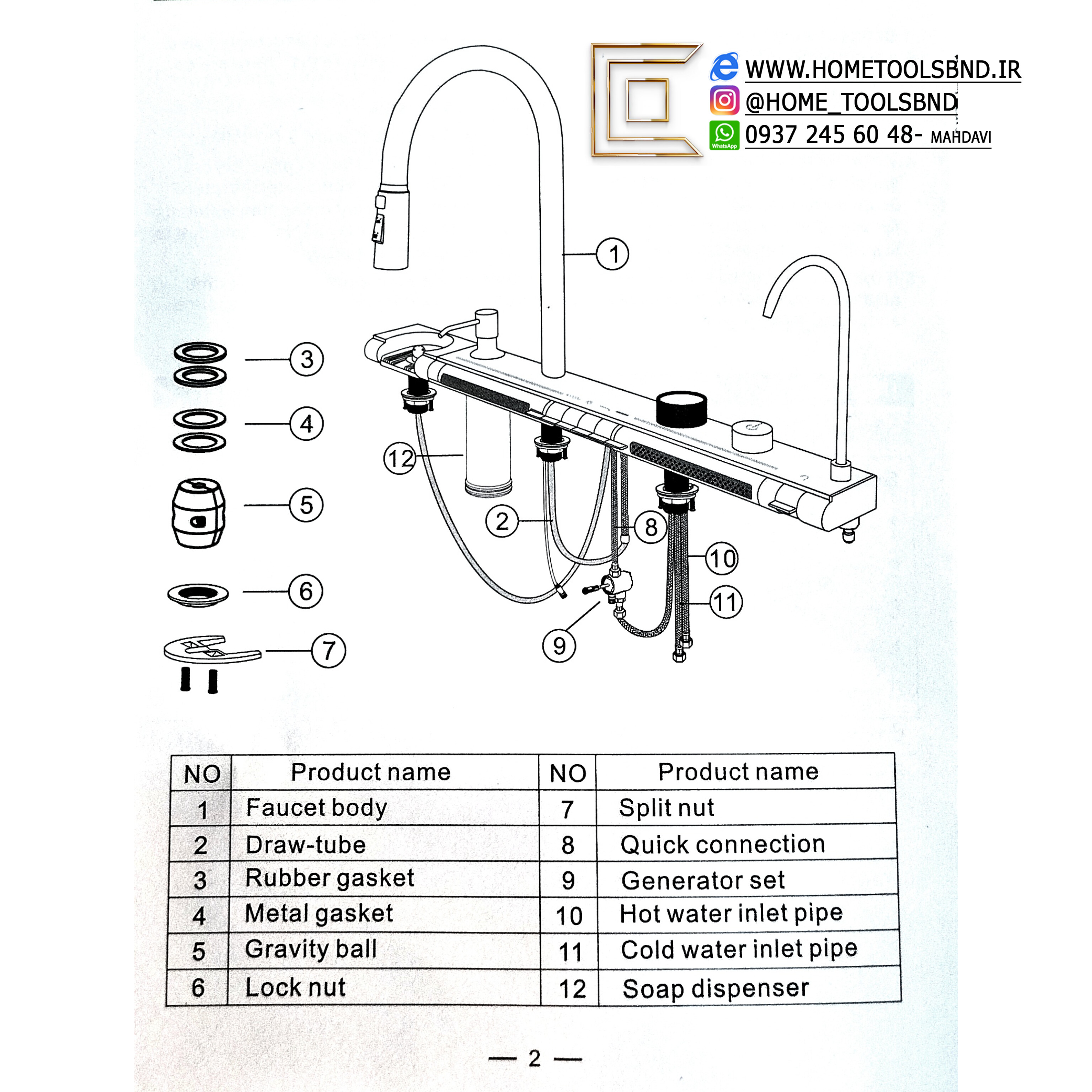 سینک ظرفشویی پیانویی 7 کلیده گرید A sus304 + شیر روشویی نمایشگردار شاوری دوحالته+ دوش حمام پیانویی نمایشگردار فول آپشن+سرشیر 360 درجه