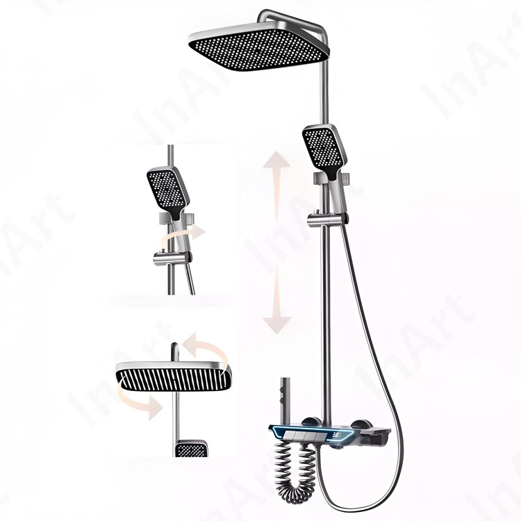 دوش حمام هوشمند مدل پیانویی نمایشگردار دیجیتال رنگ دلفینی برند دیکالان