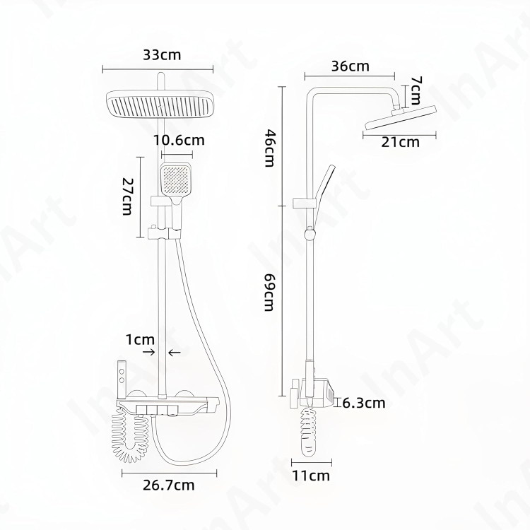 دوش حمام هوشمند مدل پیانویی نمایشگردار دیجیتال رنگ دلفینی برند دیکالان