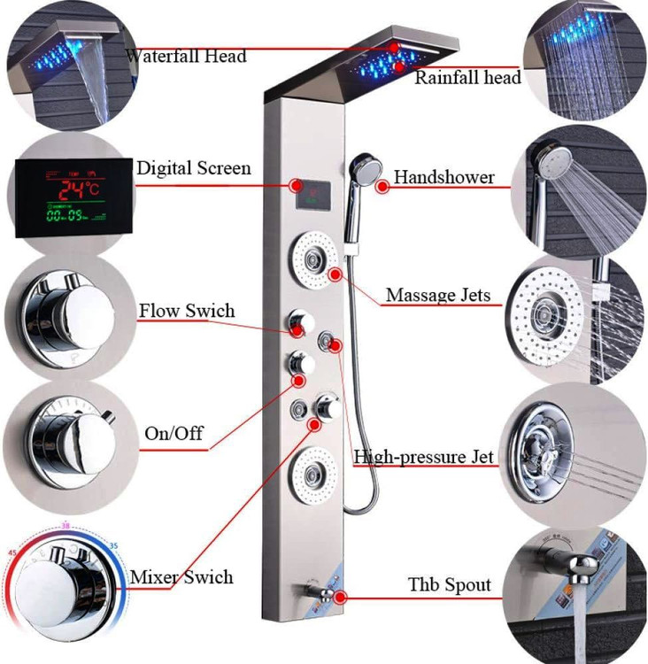 پنل دوش حمام هوشمند نمایشگر دیجیتال: تجربهای جدید از راحتی