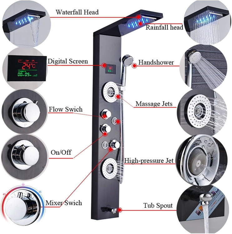 پنل دوش حمام هوشمند نمایشگر دیجیتال: تجربهای جدید از راحتی
