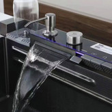 سینک ظرفشویی آبشاری هوشمند مدل پیانویی 5 کلید نمایشگردار دیجیتال طرح لانه زنبوری sus304 گرید A برند هوادیائو اصلی رنگ نوک مدادی