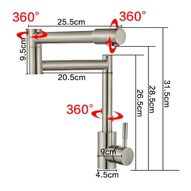 شیر ظرفشویی 360 درجه بازویی چند حالته مدل FlexArm هوادیائو Hawadia